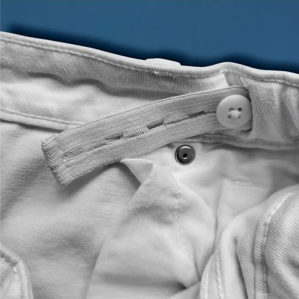 Cat & Jack Girls Jean Shorts White Cutoff Mid-Rise Size Large Elastic Waistband